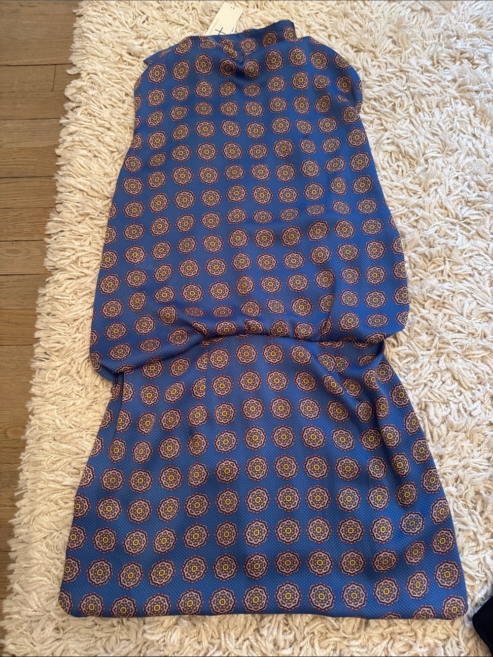 Thakoon Blue Sleeveless Mini Dress with Gold & Pink Medallion Print - Picture 4 of 4
